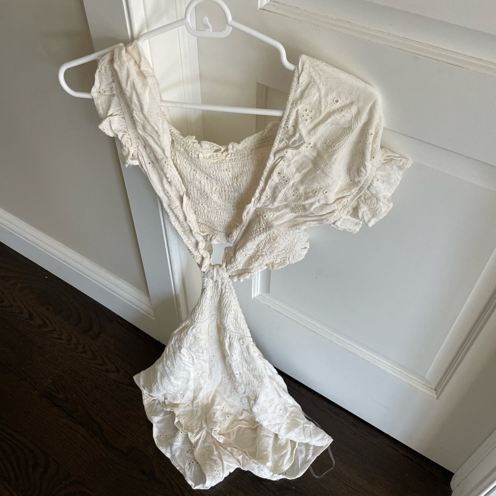 ILLA ILLA Cream Eyelet Dress with Ruffle Trim